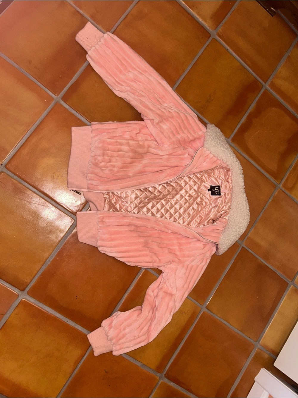 Medium UGG Pink Quilted Satin-Look Bomber Jacket